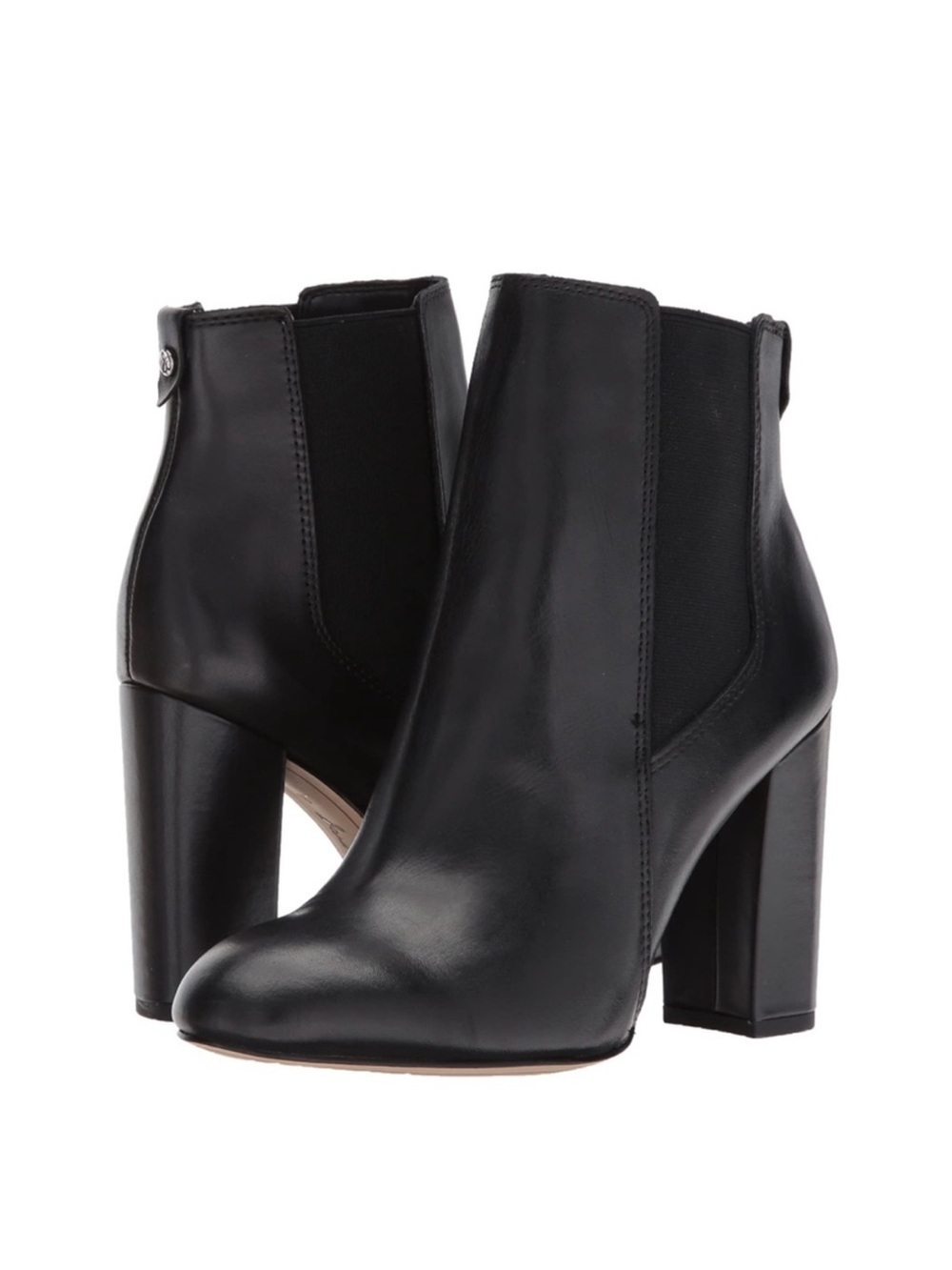 SAM EDELMAN Case Black Leather High Heel Ankle Boots